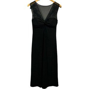 Laundry By Shelli Segal Sheer Mesh Floral Top Gown Black Gown Size S